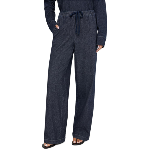 Womens Eileen Fisher Organic Cotton Indigo Knit Straight Full-Length Pants