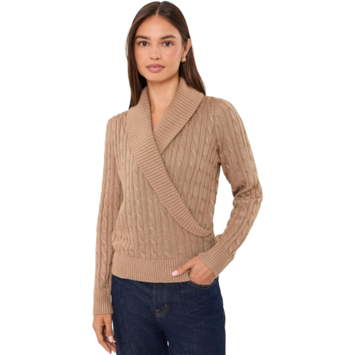 POLO Ralph Lauren Womens Lauren Ralph Lauren Cable Cotton-Blend Shawl-Collar Sweater
