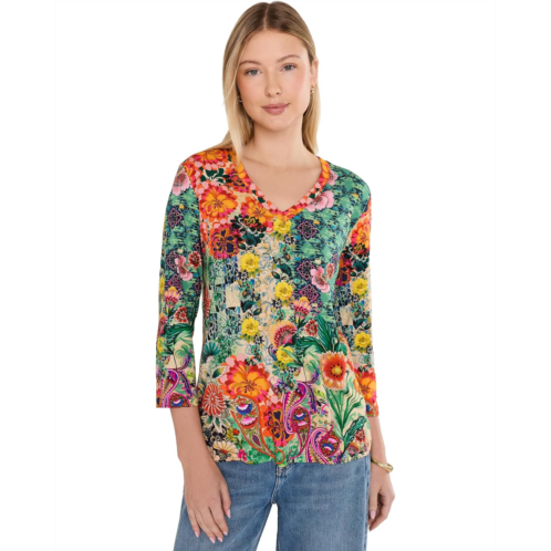 Johnny Was The Janie Favorite 3/4 Sleeve V-Neck Tee