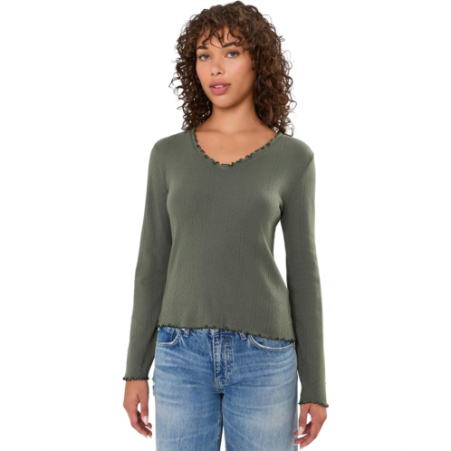 Womens NICZOE Pointelle Rib Cleo Long Sleeve Tee