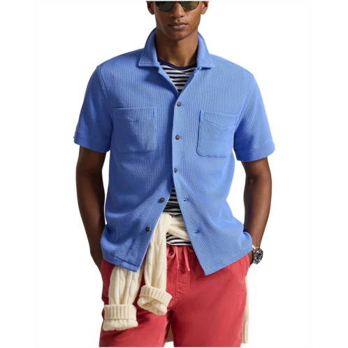 Mens Polo Ralph Lauren Waffle-Knit Cotton Linen Camp Shirt