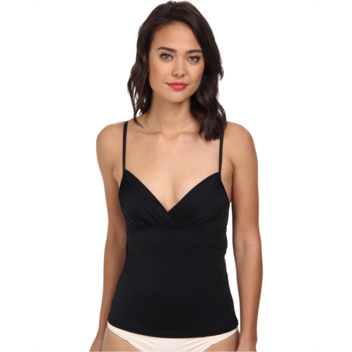 Badgley Mischka Solid Shirred Underwire Tankini Top