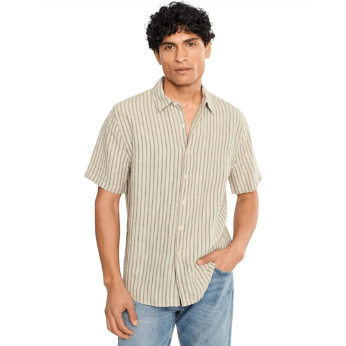 Mens Vince Ballston Stripe Short Sleeve Hemp Shirt