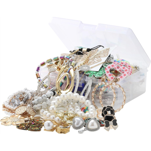 Mystery Jewelry Jar 40-45 Piece Surprise Box for Women Gift Set Including Necklace Earrings Rings Bracelet Keychain Hair Clip Shoe Charms Random Vintage Unique Birthday Gifts Chri