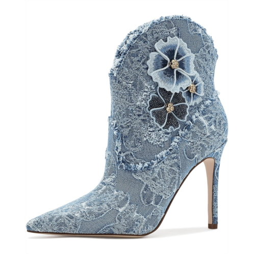 Womens Jessica Simpson Plitee 3D Floral Denim Bootie