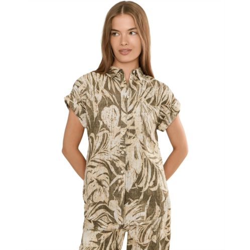 POLO Ralph Lauren Womens Lauren Ralph Lauren Petite Relaxed Fit Print Short Sleeve Shirt