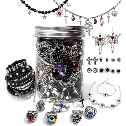 Mystery Jewelry Jar - 40 Pcs Gothic Jewelry Surprise Box for Women