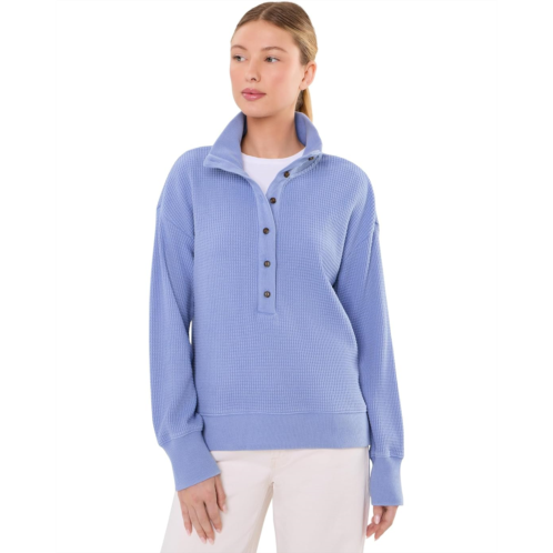 L.L.Bean Womens LLBean Sunwashed Waffle Mockneck Henley
