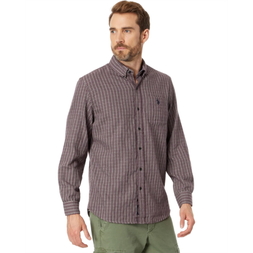 U.S. POLO ASSN. Long Sleeve Yarn-Dye Peached Heathered Plaid Woven Shirt