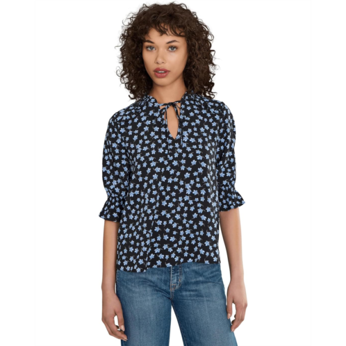 Womens CeCe Elbow Sleeve Split-Neck Blouse