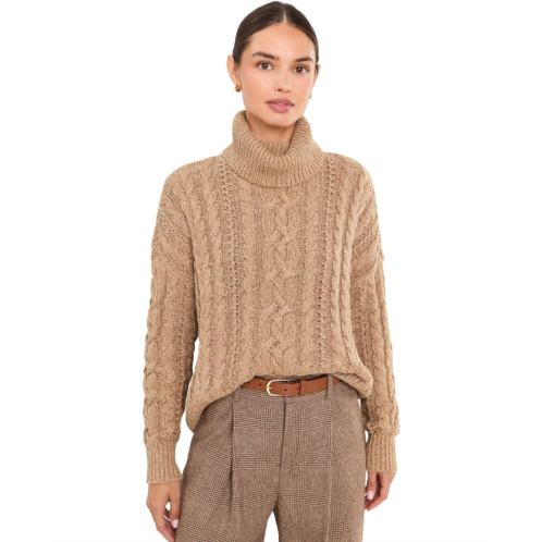 POLO Ralph Lauren Womens Lauren Ralph Lauren Marled Cable-Knit Turtleneck Sweater