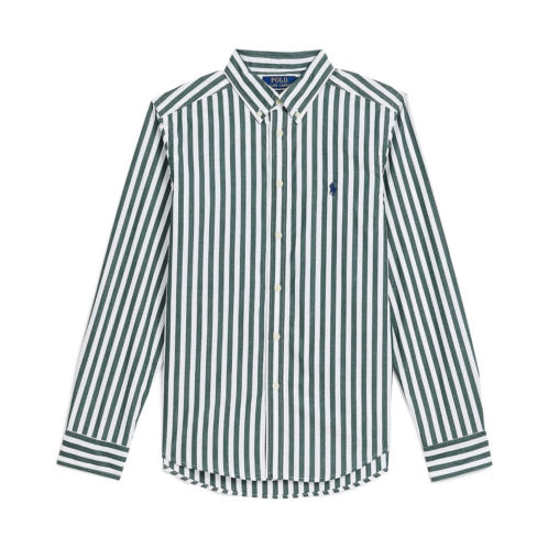 Boys Polo Ralph Lauren Kids Striped Cotton Poplin Shirt (Big Kid)