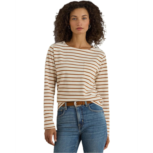 POLO RALPH LAUREN Womens Lauren Ralph Lauren Petite Striped Jersey Snap-Trim Boatneck Top