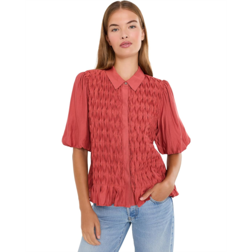 Womens Vince Camuto Button Front Bubble Sleeve Top