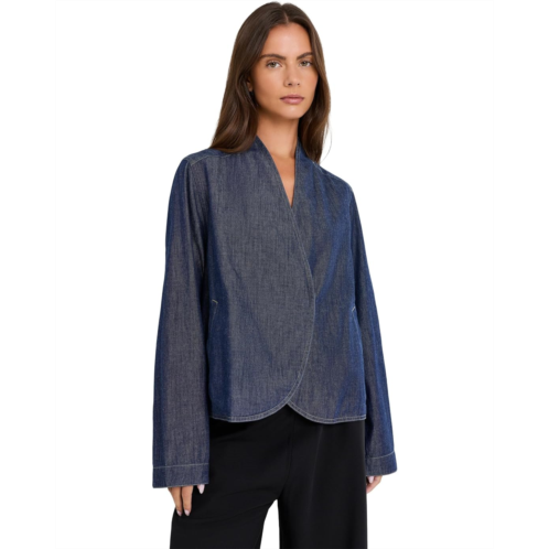 Womens Eileen Fisher Lightweight Organic Cotton Denim Curved Front Jacket