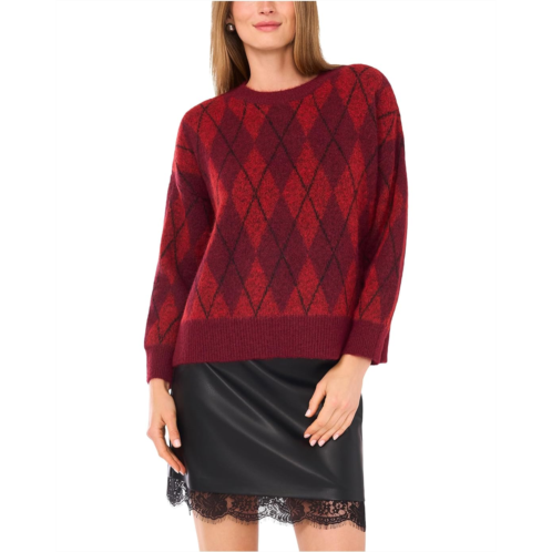 Womens Vince Camuto Mohair Jacqurd Long Sleeve Crew Neck