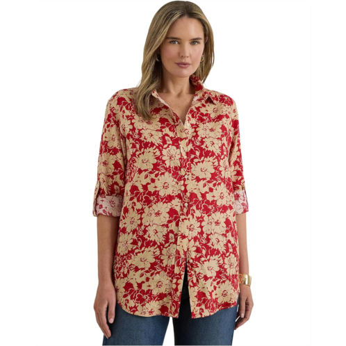 POLO Ralph Lauren Womens Lauren Ralph Lauren Plus Size Relaxed Fit Floral Linen Shirt