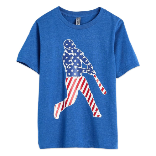 Boys ChalkTalk SPORTS Baseball T-Shirt Short Sleeve - Baseball Stars and Stripes Player (Little Kid/Big Kid)