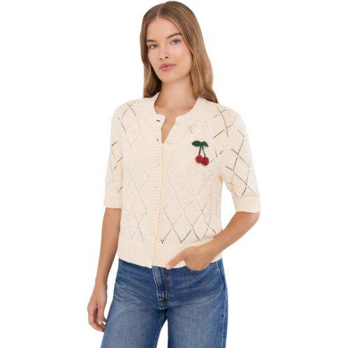 Womens Madewell Kate Cotton Bauble Solid Short Sleeve Cardigan
