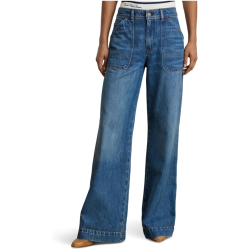 POLO RALPH LAUREN Womens Lauren Ralph Lauren High-Rise Wide-Leg Jeans