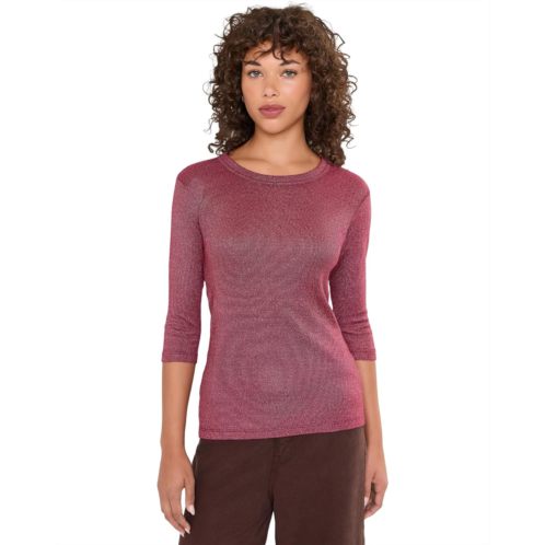 Womens Michael Stars Shine Dora 3/4 Sleeve Crew Neck Shirt