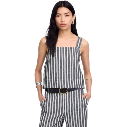 Womens Madewell Shania Top - Striped Twill Linen