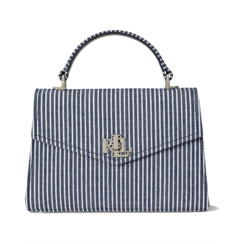 POLO RALPH LAUREN Striped Canvas Small Farrah Satchel