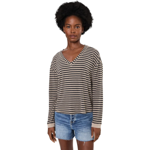 Womens Mod-o-doc Long Sleeve V-Neck Striped Easy Fit Top