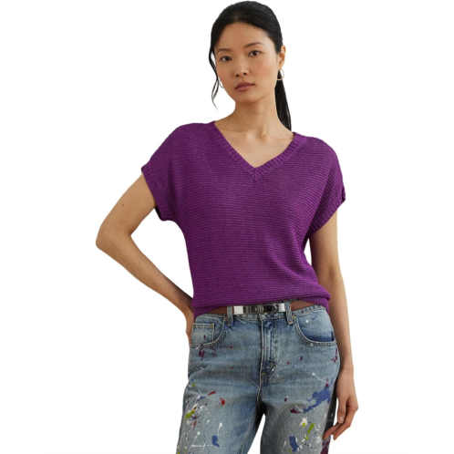 POLO RALPH LAUREN Linen-Blend Short-Sleeve V-Neck Sweater