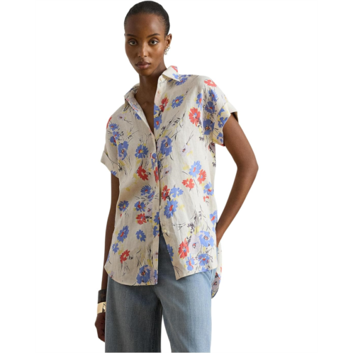 POLO Ralph Lauren Womens Lauren Ralph Lauren Relaxed Fit Floral Short-Sleeve Shirt