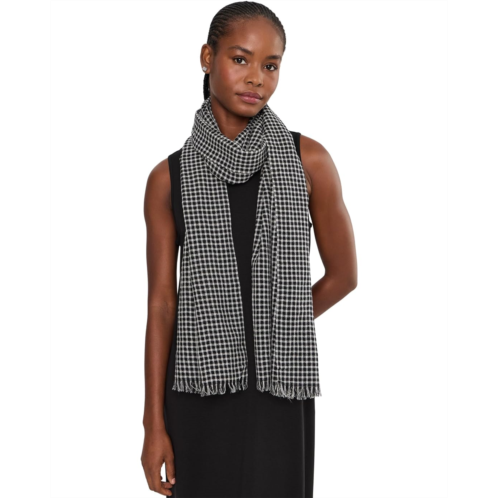Eileen Fisher Wool Cotton Check Wrap