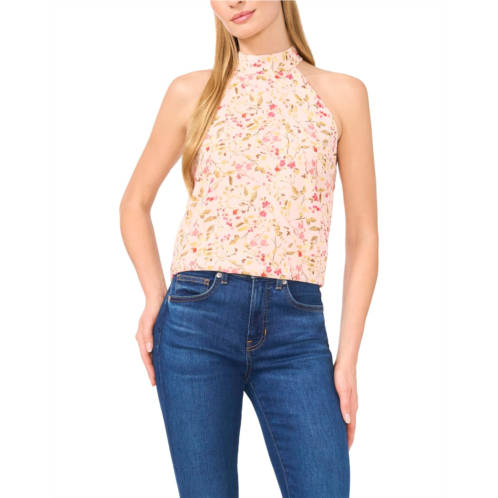 CeCe Sleeveless Halter Folded Collar Top