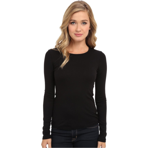 Womens Splendid 1x1 Rib Classic Long Sleeve Crew Neck Tee