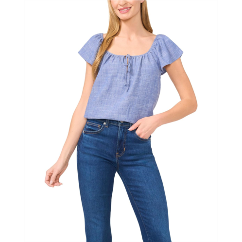 CeCe Flutter Sleeve Tie Front Top
