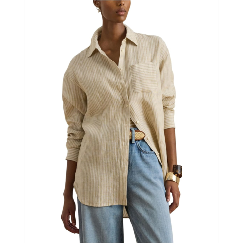POLO Ralph Lauren Womens Lauren Ralph Lauren Relaxed Fit Striped Linen Shirt