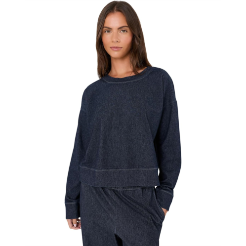 Eileen Fisher Organic Cotton Indigo Knit Cropped Sweatshirt