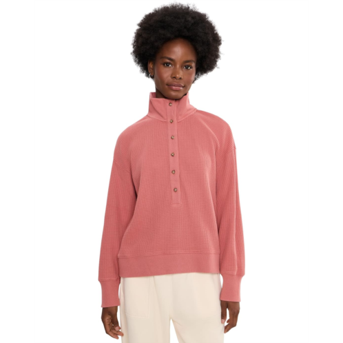 L.L.Bean Womens LLBean Sunwashed Waffle Mockneck Henley