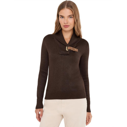 POLO RALPH LAUREN Petite Buckle-Trim Cotton-Blend Sweater