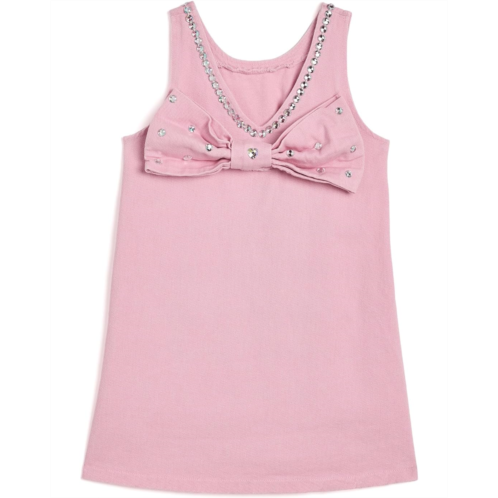 Lola and The Boys Pink Crystal Heart Denim Bow Dress (Toddler/Little Kid/Big Kid)