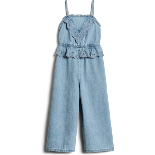 Girls abercrombie kids Trimmed Peplum Denim Jumpsuit (Big Kid)