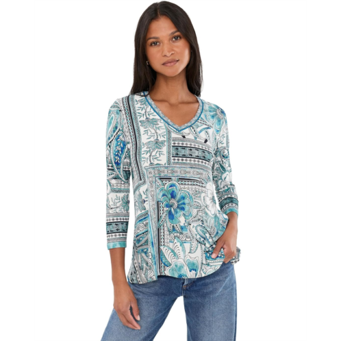 Johnny Was The Janie Favorite 3/4 Sleeve V-Neck Swing Tee