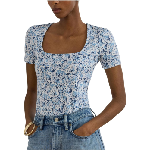 POLO RALPH LAUREN Floral Cotton Jersey Square-Neck Top