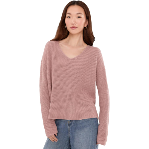 Womens Eileen Fisher Peruvian Cotton Blend V-Neck Sweater