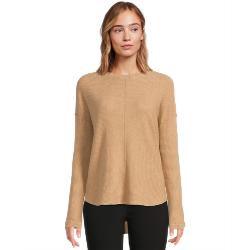 Elliott Lauren Cotton Cashmere - Round Neck Waffle Stitch Drop Shoulder Long Sleeve Sweater