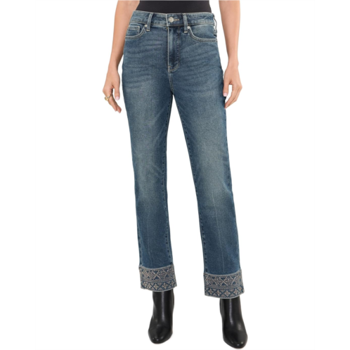 Womens NYDJ Marilyn Straight Geo Studded Hem Jeans