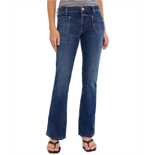 KUT from the Kloth Petite Natalie Mid-Rise Flare with Patch Pocket Clean Hem in Champ