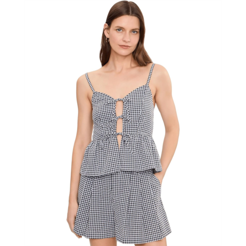 Blank NYC Gingham Top With Tie Detail in Black/White