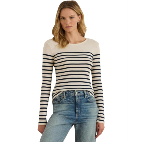 POLO RALPH LAUREN Womens Lauren Ralph Lauren Striped Cotton Long-Sleeve Tee