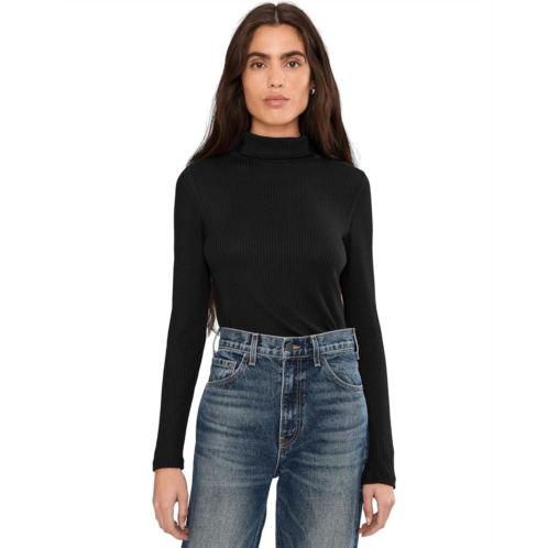 Womens Madewell Coverstitch Turtleneck Drapey Rayon Rib