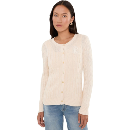 POLO Ralph Lauren Womens Lauren Ralph Lauren Petite Cable-Knit Cotton-Blend Cardigan